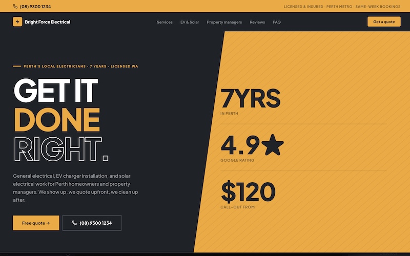 Bright Force Electrical homepage