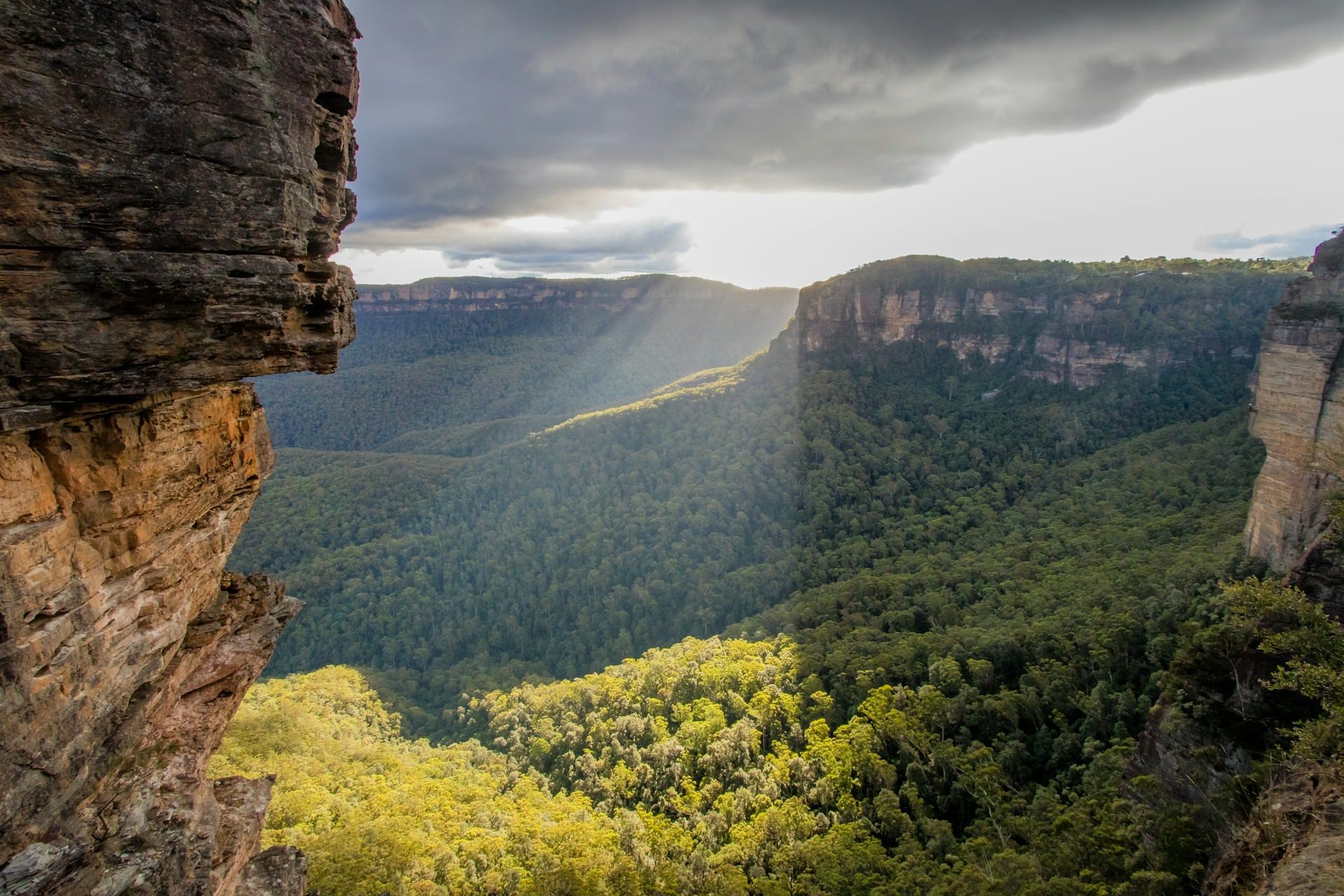 Blue Mountains valley with god-rays
