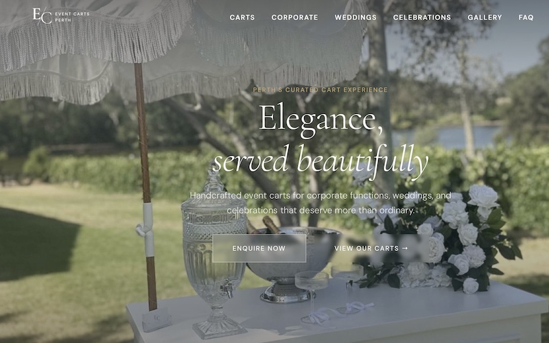 Event Carts Perth homepage